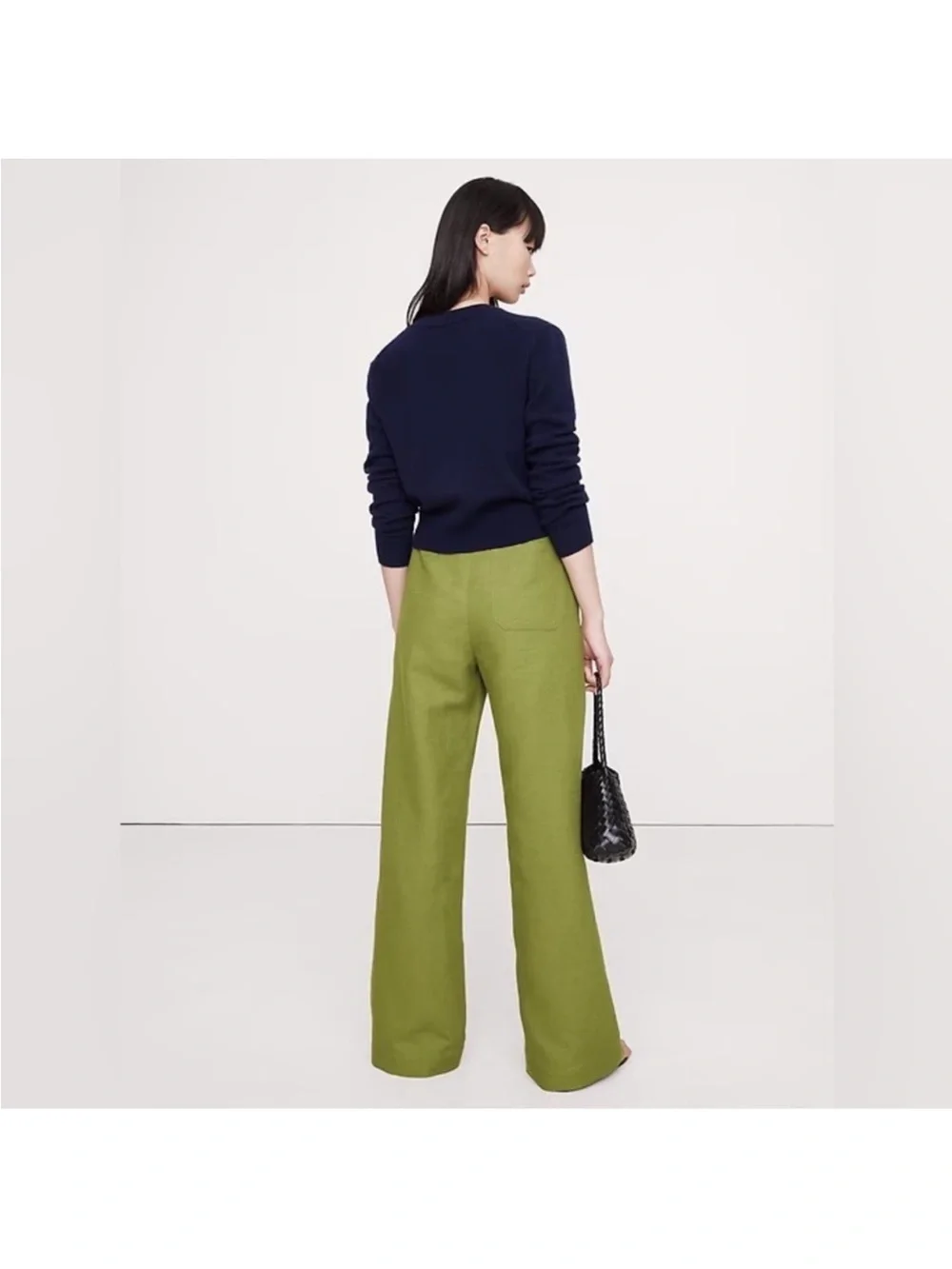 NEW! Banana Republic Cedar Olive Green High-Rise Wide-Leg Studio Pant Sz 10 🧲